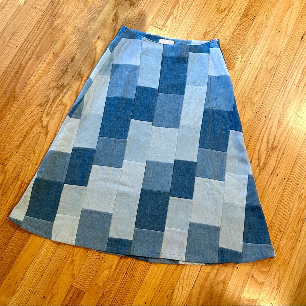 Corey Lynn Calter Denim Patch Midi Skirt
